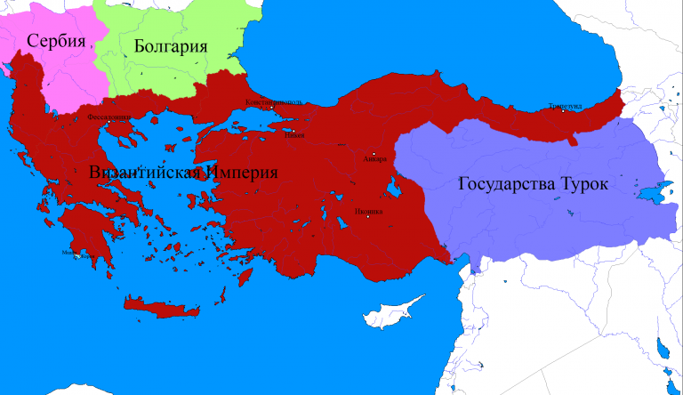  Карта Анатолийского и Балканского полуостровов на 1280 год
