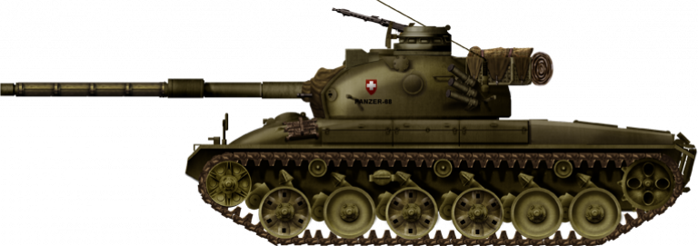  Боковая проекция Pz 68. Рисунок Tanks-encyclopedia.com