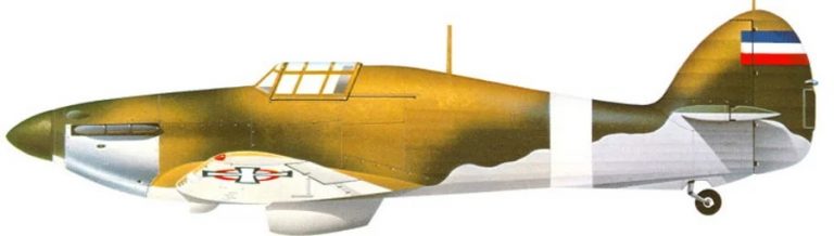  Югославский истребитель Hawker Hurricane Mk.I, английской разработки. В Великобритании закуплено 24 самолёта и 20 успели построить по лицензии.