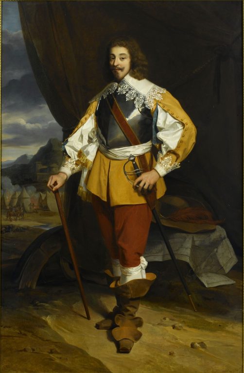 Герцог де Морморанси в прозодежде (кирасе) с инструментом своего ремесла (шпагой)