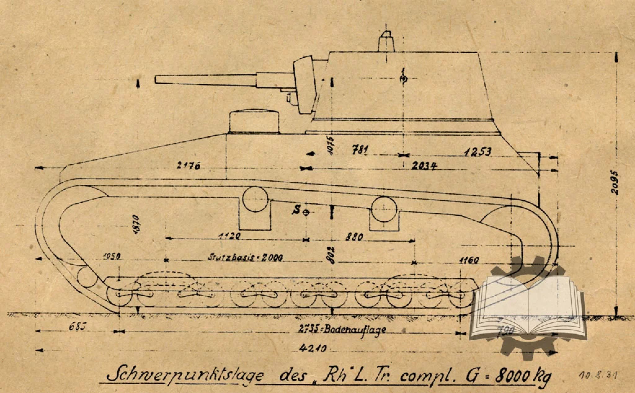 Весы танков. Leichttraktor чертеж. Пашолок. С боевым отделением в корме.