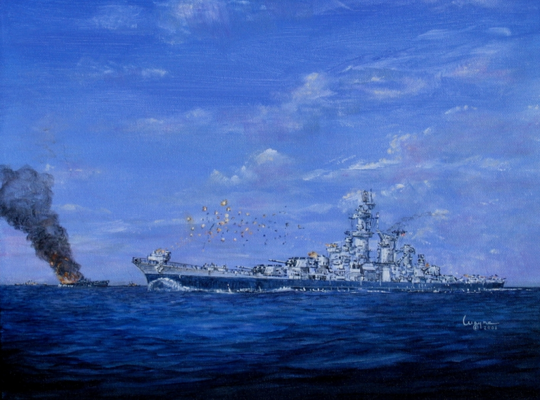  Крейсер «Гуам» в море
