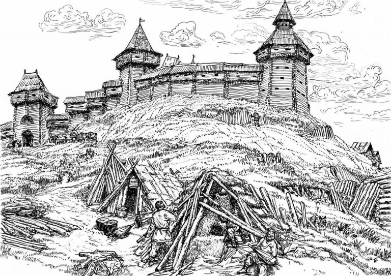Вежи(башни) и тарасы (двойные стены) древней Рязани