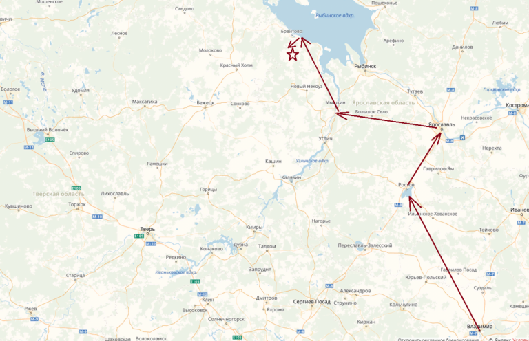       маршрут армии великого князя Юрия Всеволодовича с лагерем на реке Сить