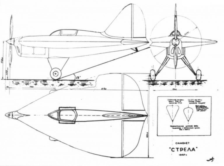       Схема самолета "Стрела". Источник: https://propjet.ucoz.ru/