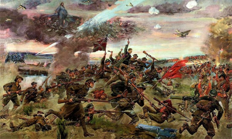 Варшавская битва" 1920 год. (картина польского художника). слева поляки,справа красные