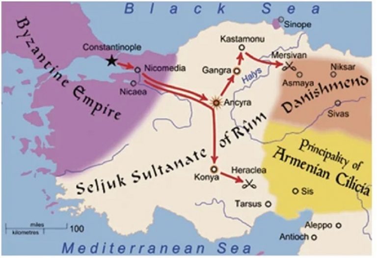  Конийский (Румский) султанат и окружавшие его государства (из Википедии)