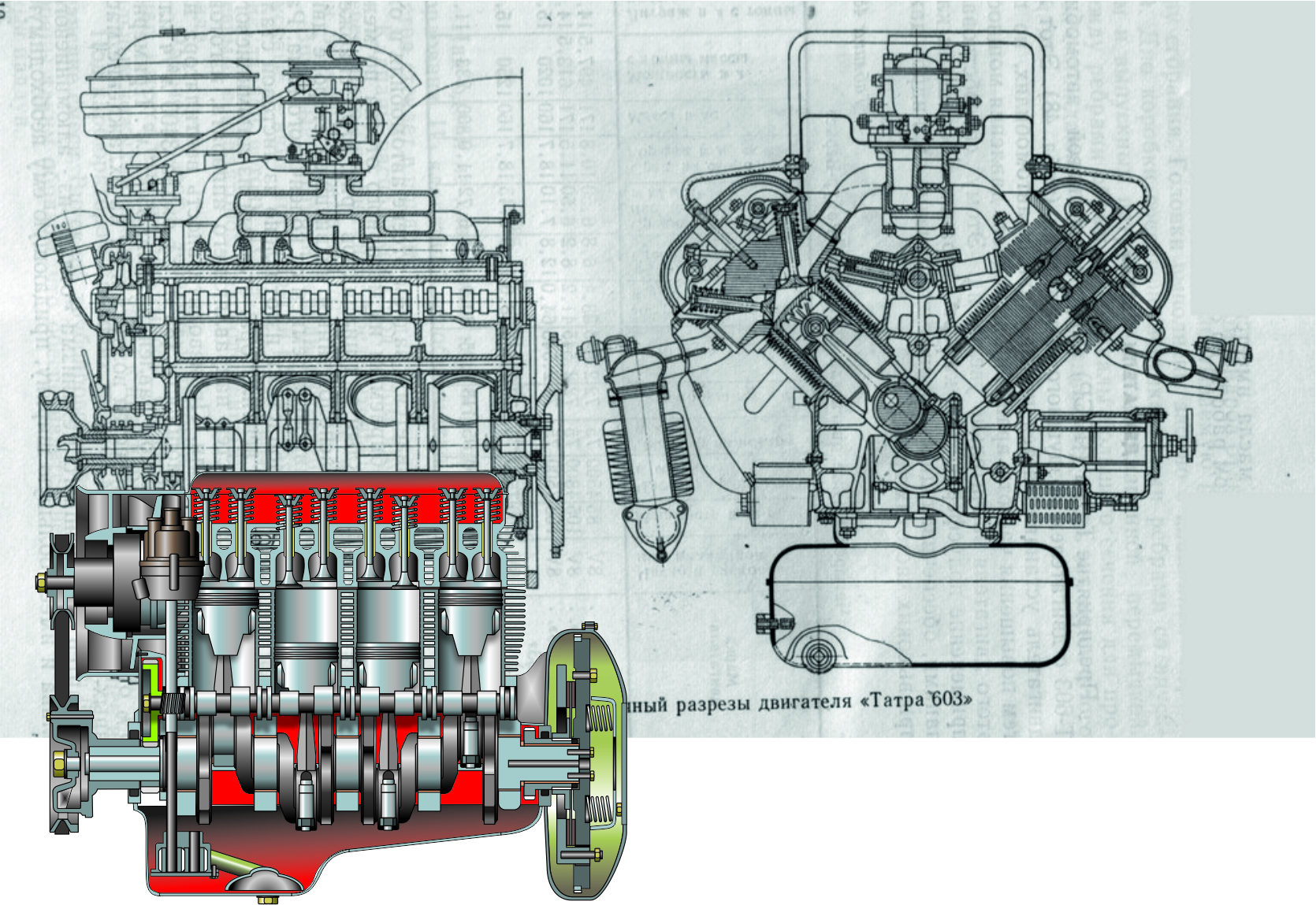 Мотор весы. Двигатель Татра чертеж. Двигатель Татра 815 в разрезе.