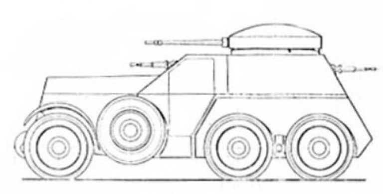       Бронеавтомобиль ADG-K. Масса около 7 тонн, экипаж 4-5 человек, вооружение одна 20-мм пушка и три пулемёта.