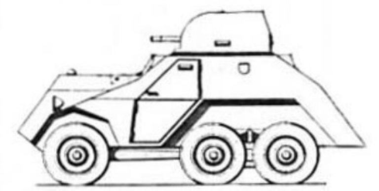       Бронеавтомобиль ADAZ. Масса около 6 тонн, экипаж 3 человека, вооружение одна 20-мм пушка и пулемёт, колёсная формула 6х6.