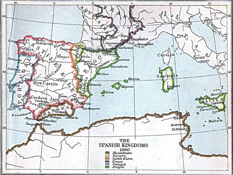 Пиренейские государства в 1360 году. Источник: wikipedia.org