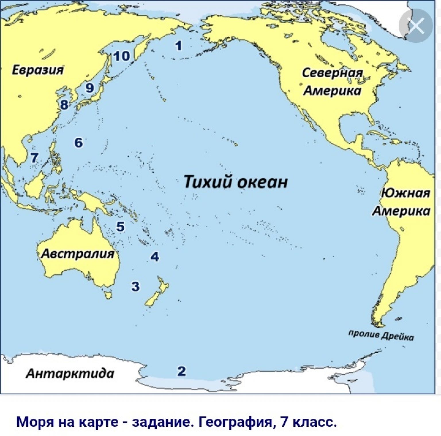 Карта Тихого океана со странами