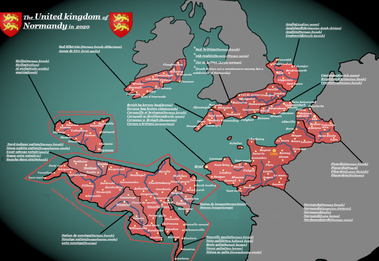    Карта Объединённого Королевства Нормандии после революций 1970 года
