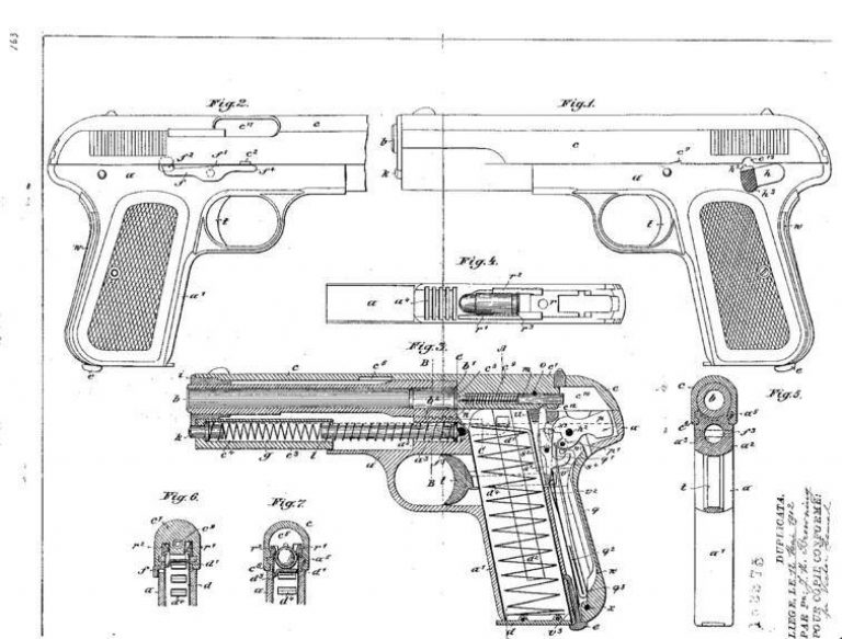  Схема устройства пистолета Браунинга 1900 года