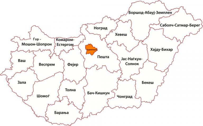 Ноград на современной карте Венгрии (на севере)