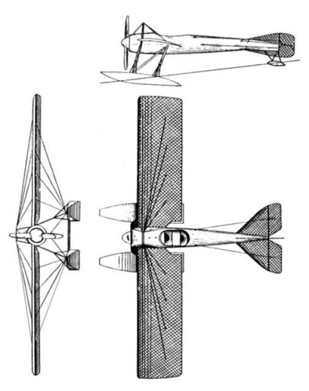 Общий вид самолета Депердюссен «Купэ Шнейдер». Источник: Hartmann G. Les Hydroavions Deperdussin