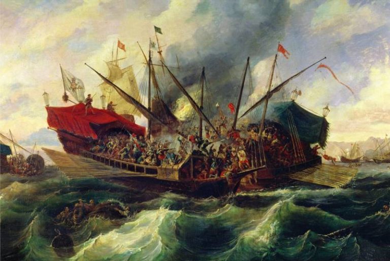  Антонио Бругада. «Морское сражение при Лепанто между Священной лигой и турками в 1571 году», Museu Maritim de Barcelona