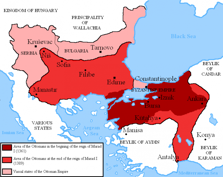  Рост территории османского государства при Мураде