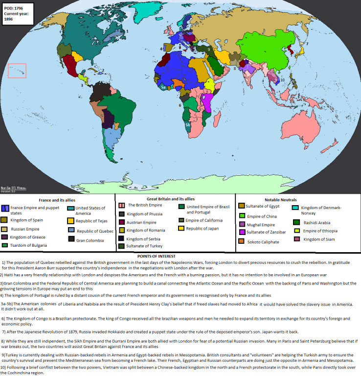    Карта мира на 1896 год