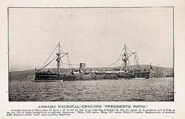 Ожидание президента Бальмаседы. Бронепалубный крейсер «Пресиденте Пинто». Чили