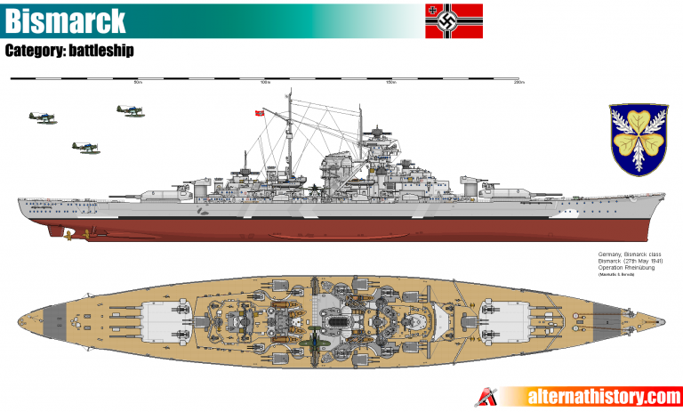 Что если для линкора Бисмарк будут разработаны четырёхорудийные башни главного калибра