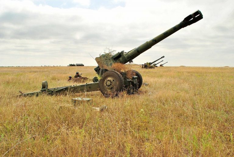  Орудие в боевом положении. Фото Минобороны Украины