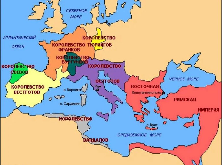  Границы европейских и средиземноморских государств в 526 году.