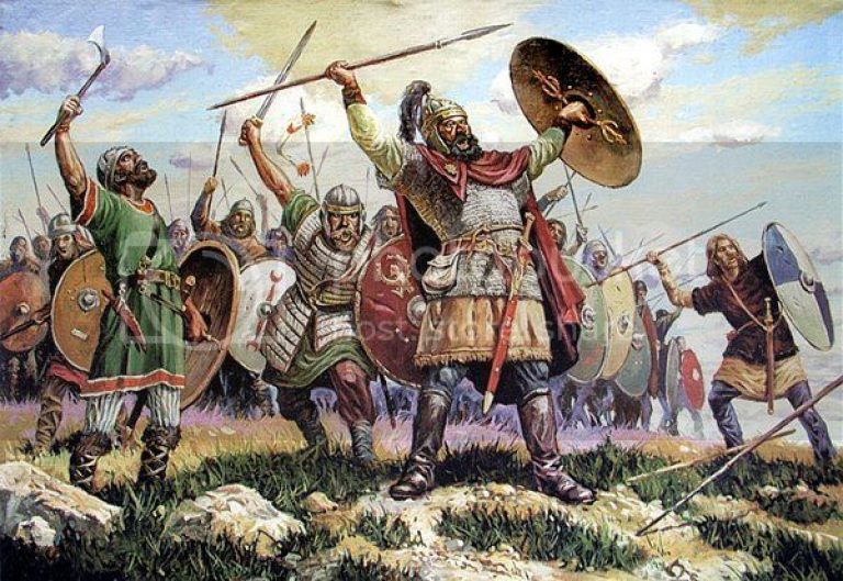 Свевский король Веремунд празднует победу над готоами