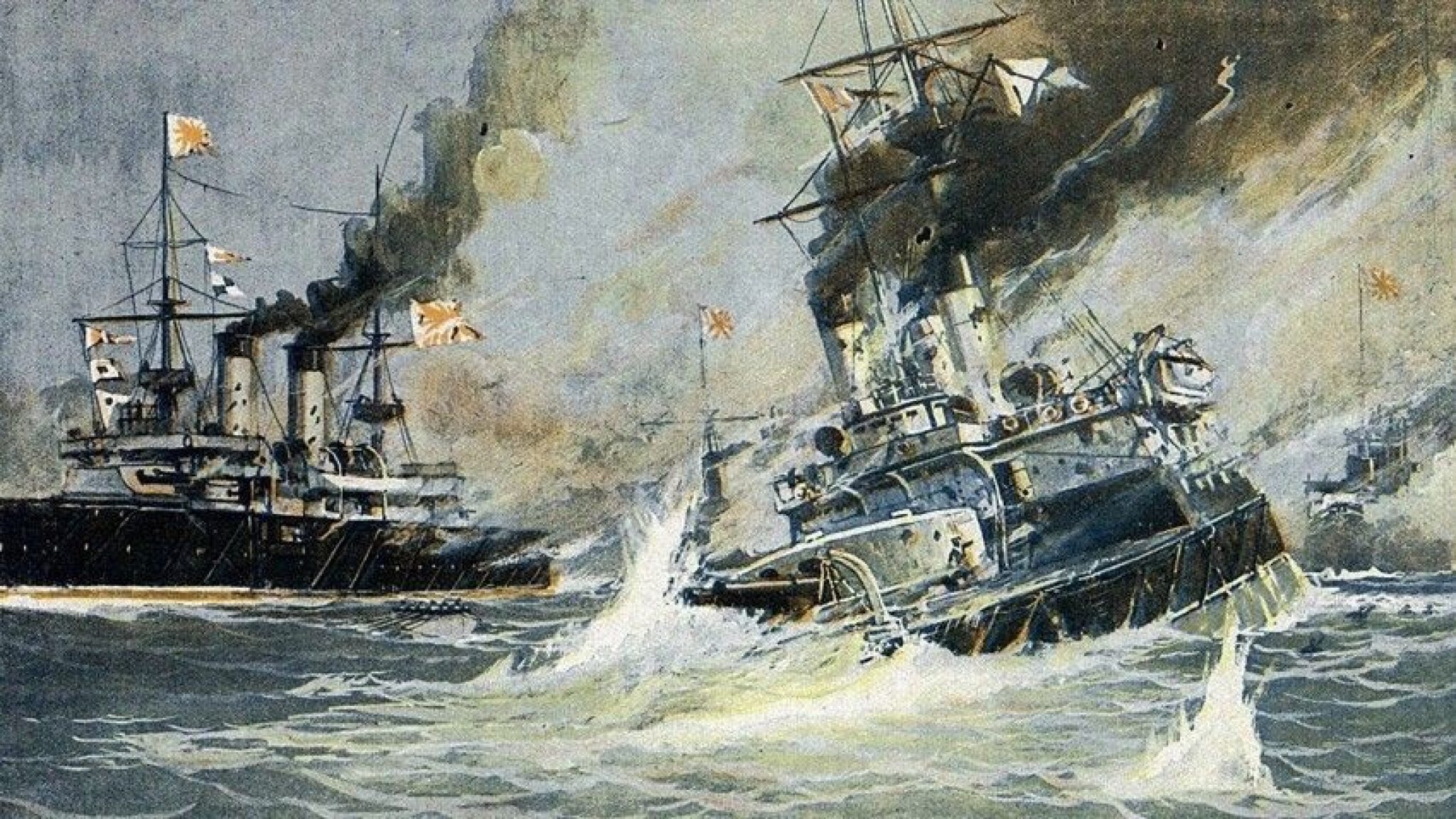 Две эскадры. Сражение у острова Цусима. Цусимское Морское сражение 1905. Цусима 1904.