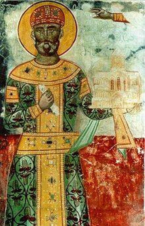     Давид IV Строитель на фреске IV века. Гелатский монастырь