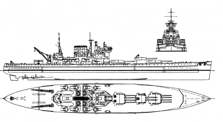 Линкор типа «Кинг Джордж 5» нельсоновской схемы.