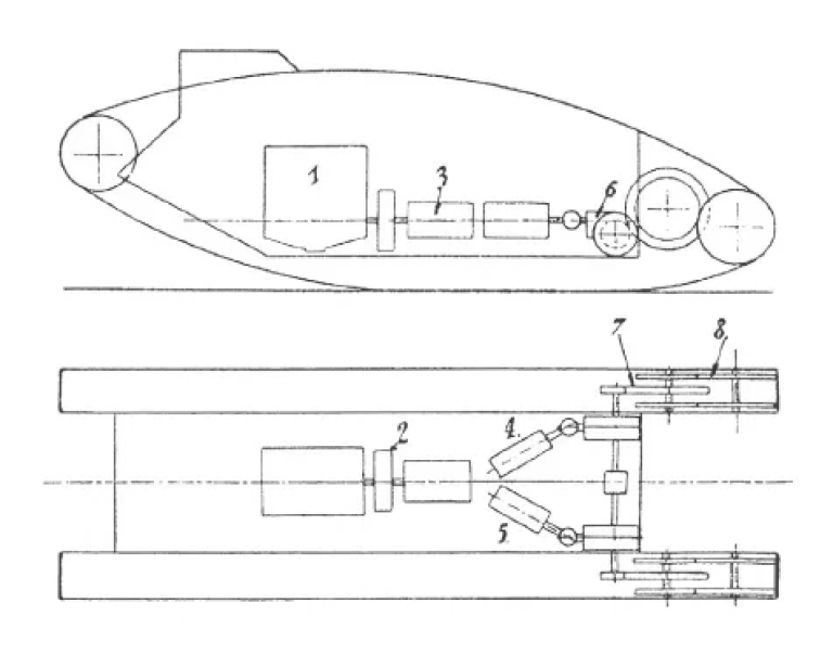 Схема танка Foster-Daimler Petroil Electric Tank