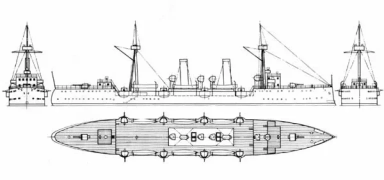          Схема крейсера «Хай-Юн» после модернизации.