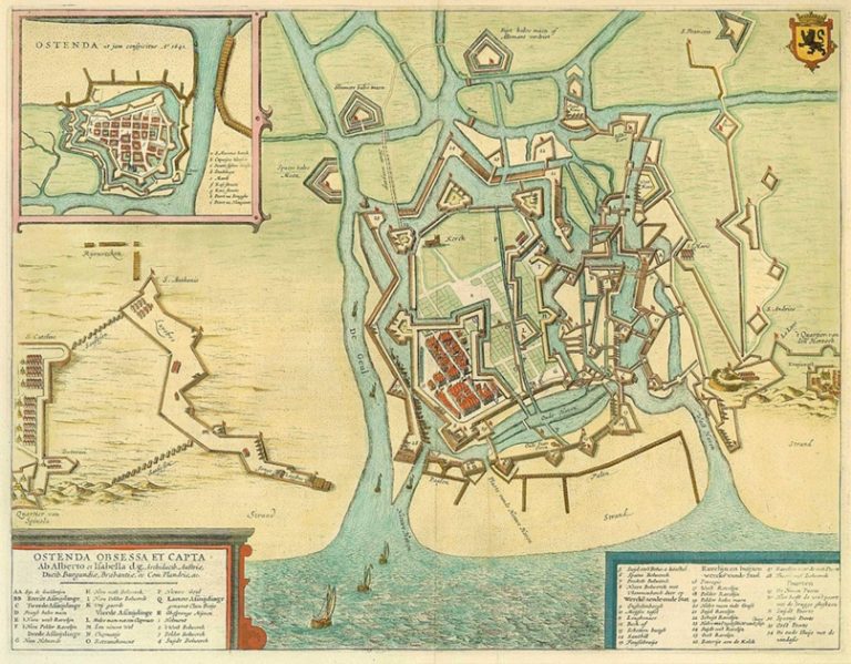  Карта Остенде 1640-х, в целом отражающая и ситуацию на начало века