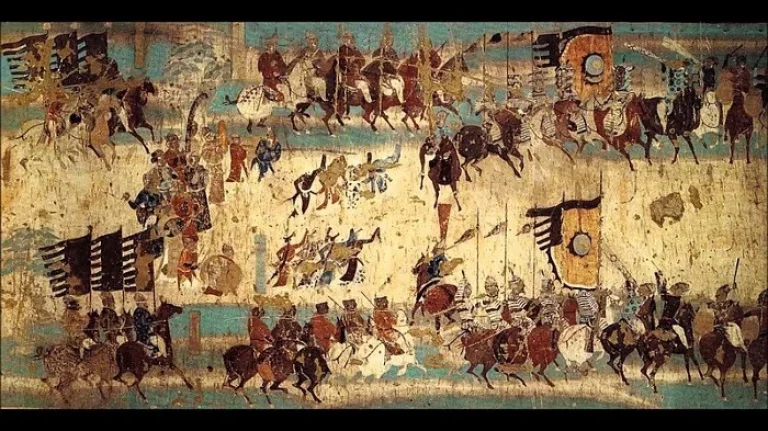 Армия императорской династии Тан, фрески пещеры Могао.