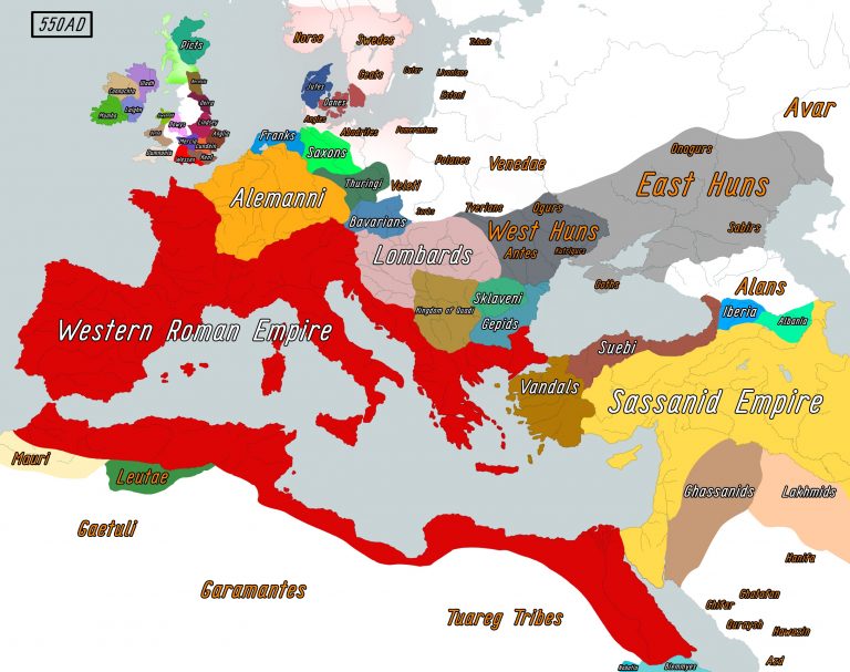    Карта мира на 550 год