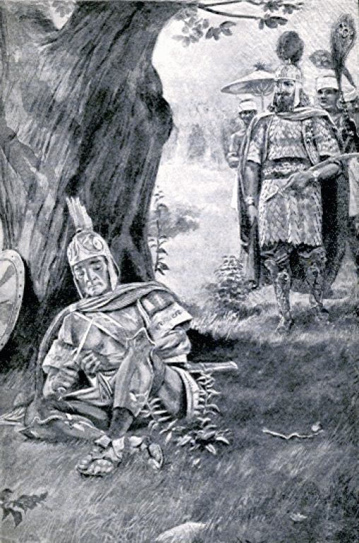 Агесилай II (сидит под деревом) и Фарнабаз, персидский сатрап.
