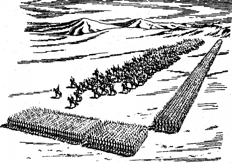 Построение фиванцев и их союзников в битве при Левктрах.