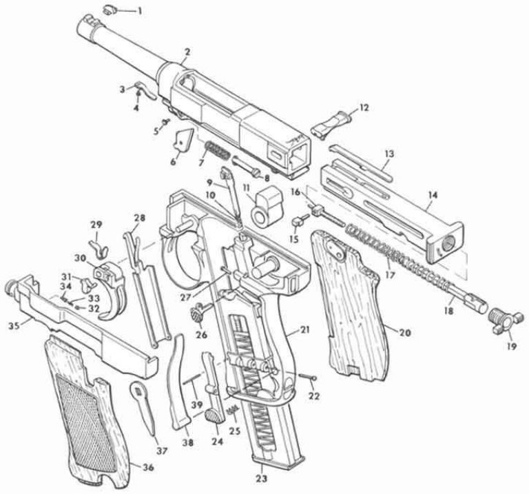      Подетальная схема пистолета «Глизенти»