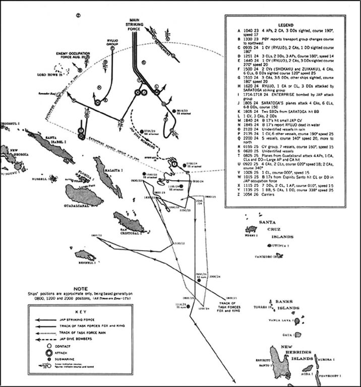 Так бой у Восточных Соломоновых островов представлялся американским морякам в 1943 году The battles of Savo Island, 9 August 1942 and the Eastern Solomons, 23-25 August 1942