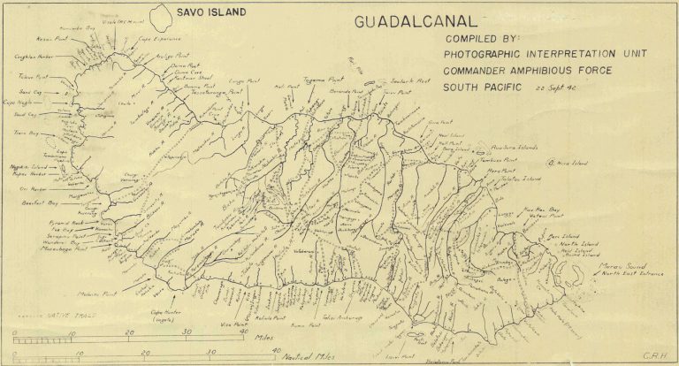 План острова Гуадалканал, составленный штабом Корпуса морской пехоты в сентябре 1942 года