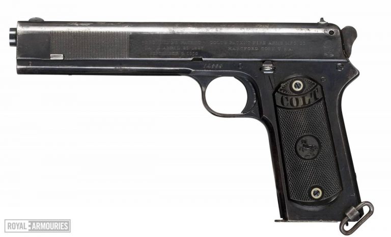  Пистолет М1902, военный образец. На вооружение пистолет принят не был, но производился в 1902-1929 гг. Королевский арсенал, Лидс