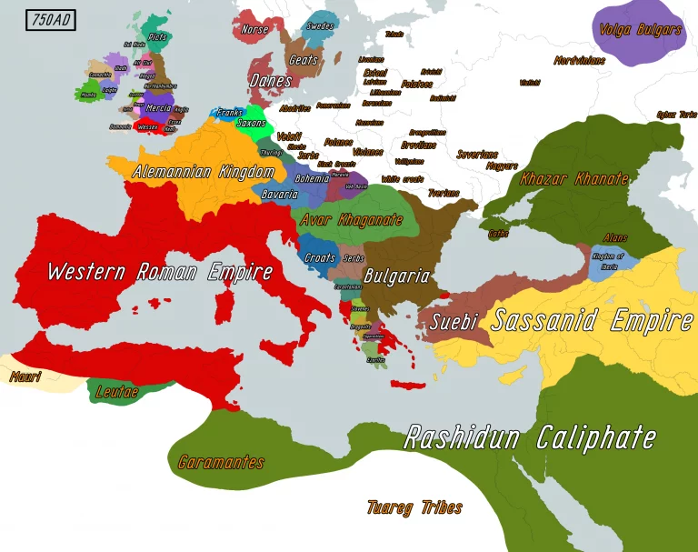    Карта мира на 750 год