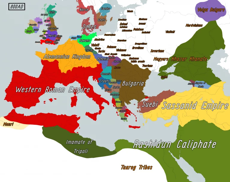    Карта мира по состоянию на 800 год
