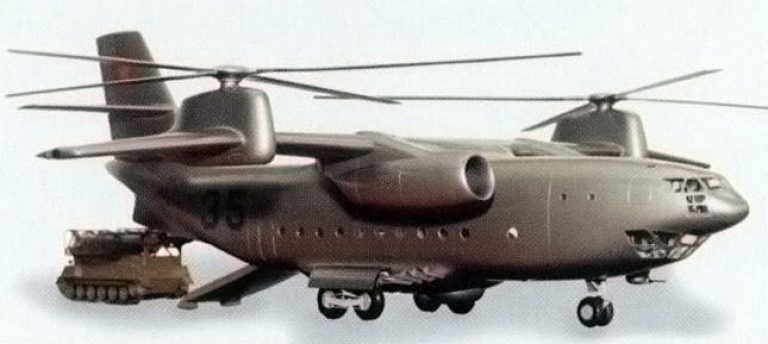 Модель тяжелого военно-транспортного винтокрыла Ка-35 поперечной схемы