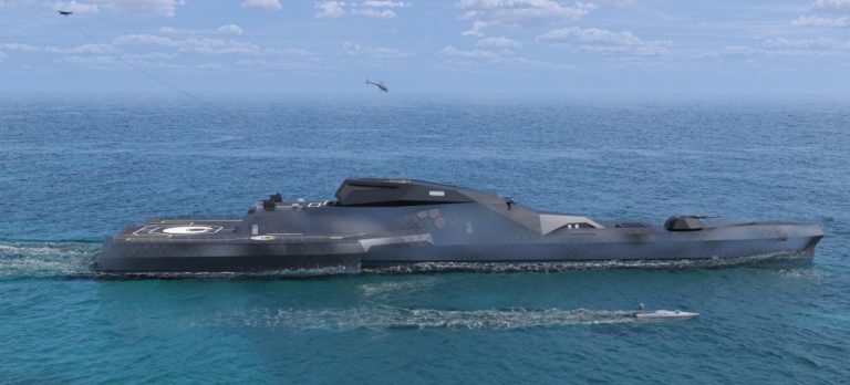 Концепт стелс-фрегата будущего Blue Shark от компании Naval Group. Франция
