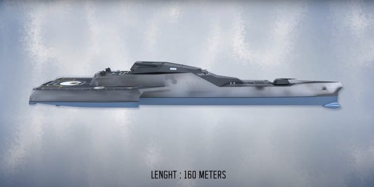 Концепт стелс-фрегата будущего Blue Shark от компании Naval Group. Франция