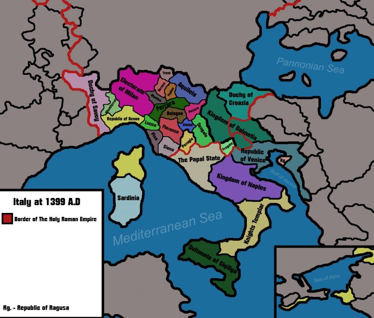 Италия 1399 года в мире с иной географией Средиземного моря