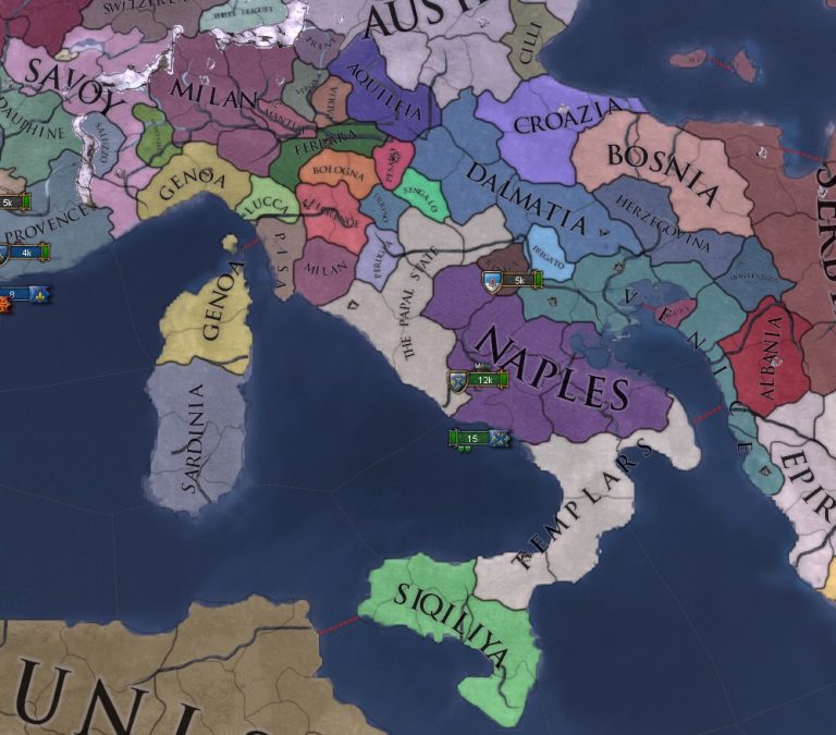 Италия 1399 года в мире с иной географией Средиземного моря