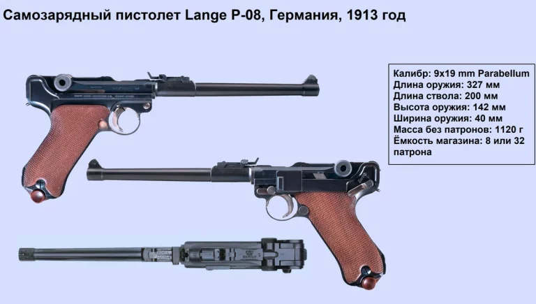 "Длинная рука" артиллериста и штурмовика Второго Рейха. Пистолет Lange P.08